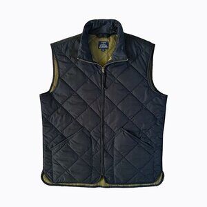 J.Crew Authentic Vest SzM Black Olive Lined Quilted Outerwear Sporty Preppy Gorp
